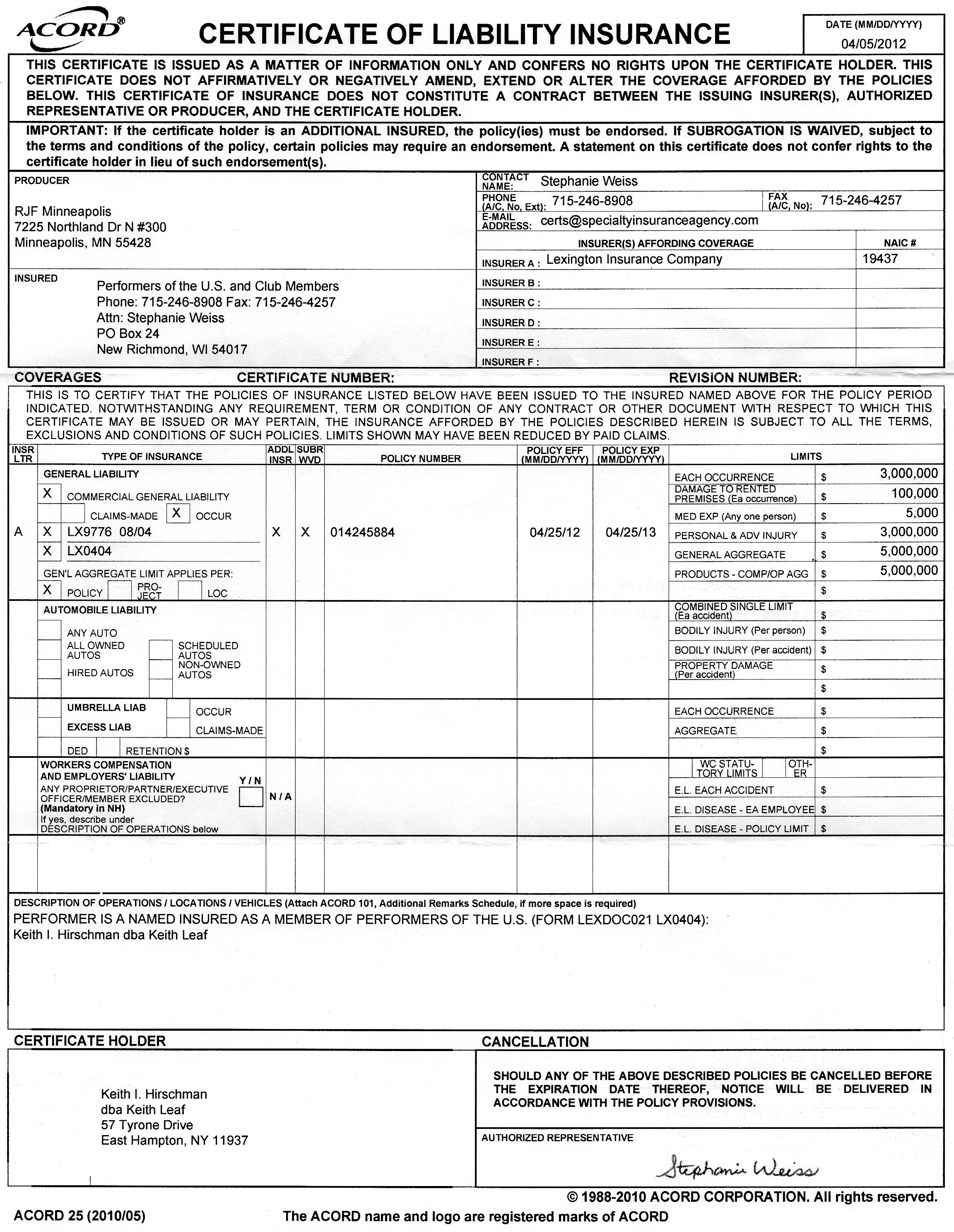 Certificate Of Liability Insurance Geico Small Business Insurance